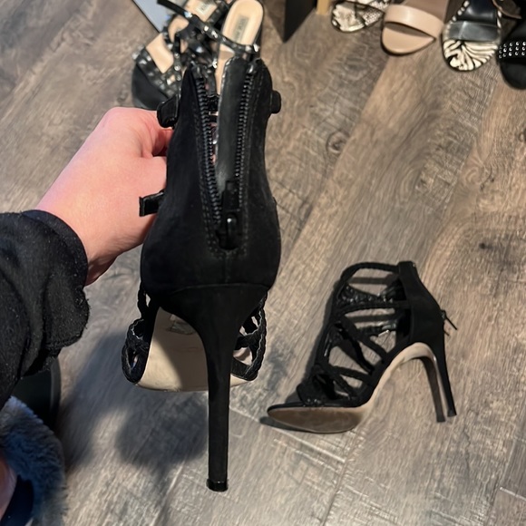 Aldo black braided zip up buckle heels - Picture 6 of 14